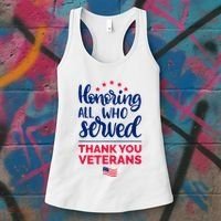 Honoring All Who Served Thank You Veterans Day Wo Women's Tank Top thumb 3
