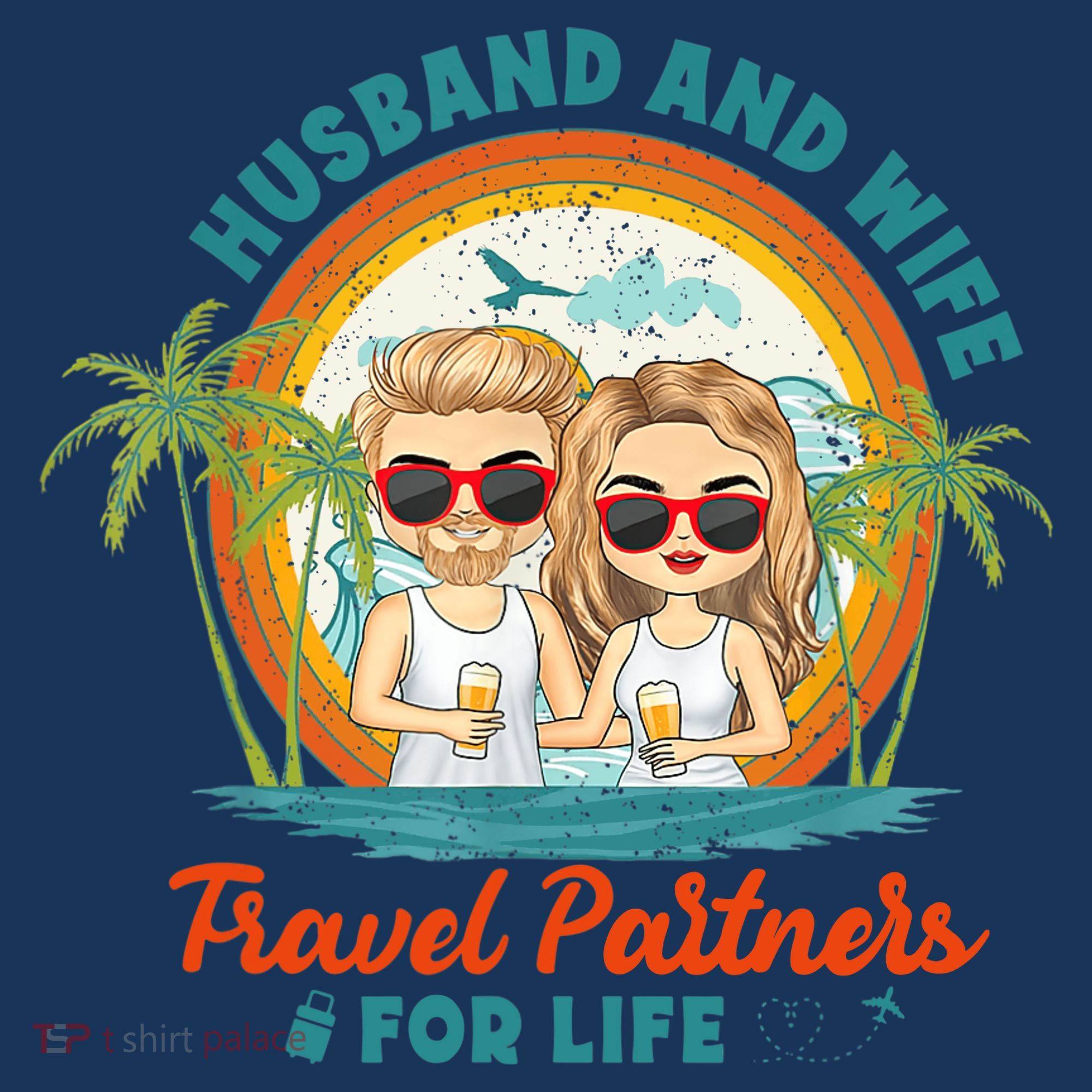Husband And Wife Travel Partners For Life Retro SummerBeach Beanie
