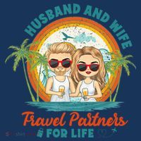 Husband And Wife Travel Partners For Life Retro SummerBeach Polo thumb 2
