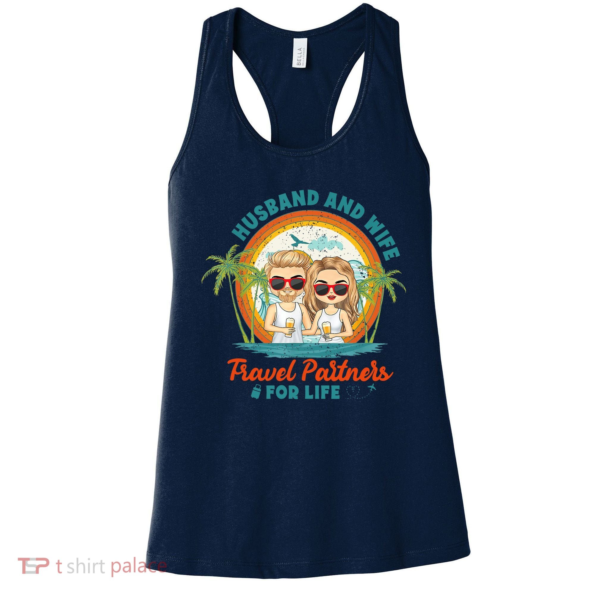 Husband And Wife Travel Partners For Life Retro SummerBeach Women's Tank Top