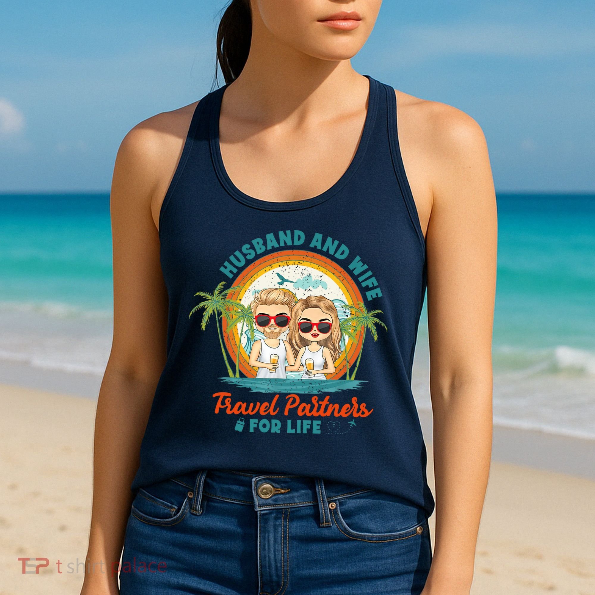 Husband And Wife Travel Partners For Life Retro SummerBeach Women's Tank Top