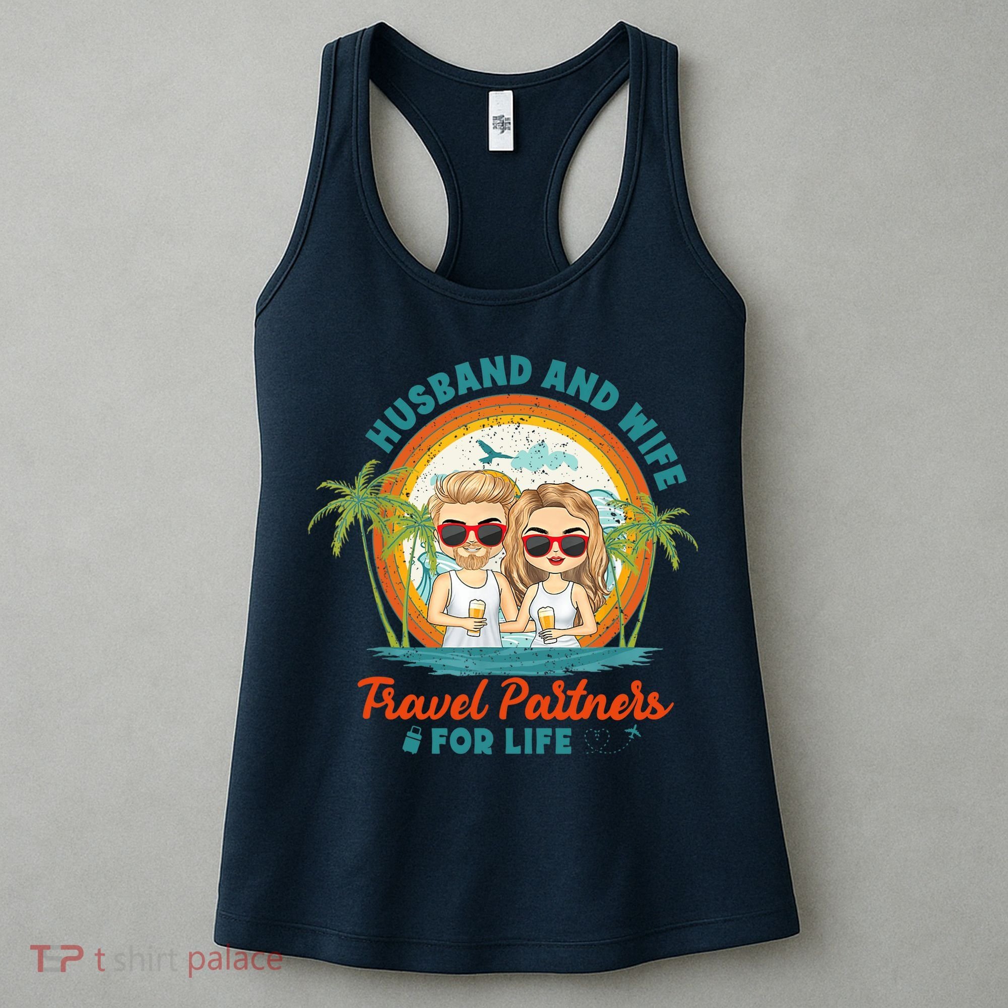 Husband And Wife Travel Partners For Life Retro SummerBeach Women's Tank Top