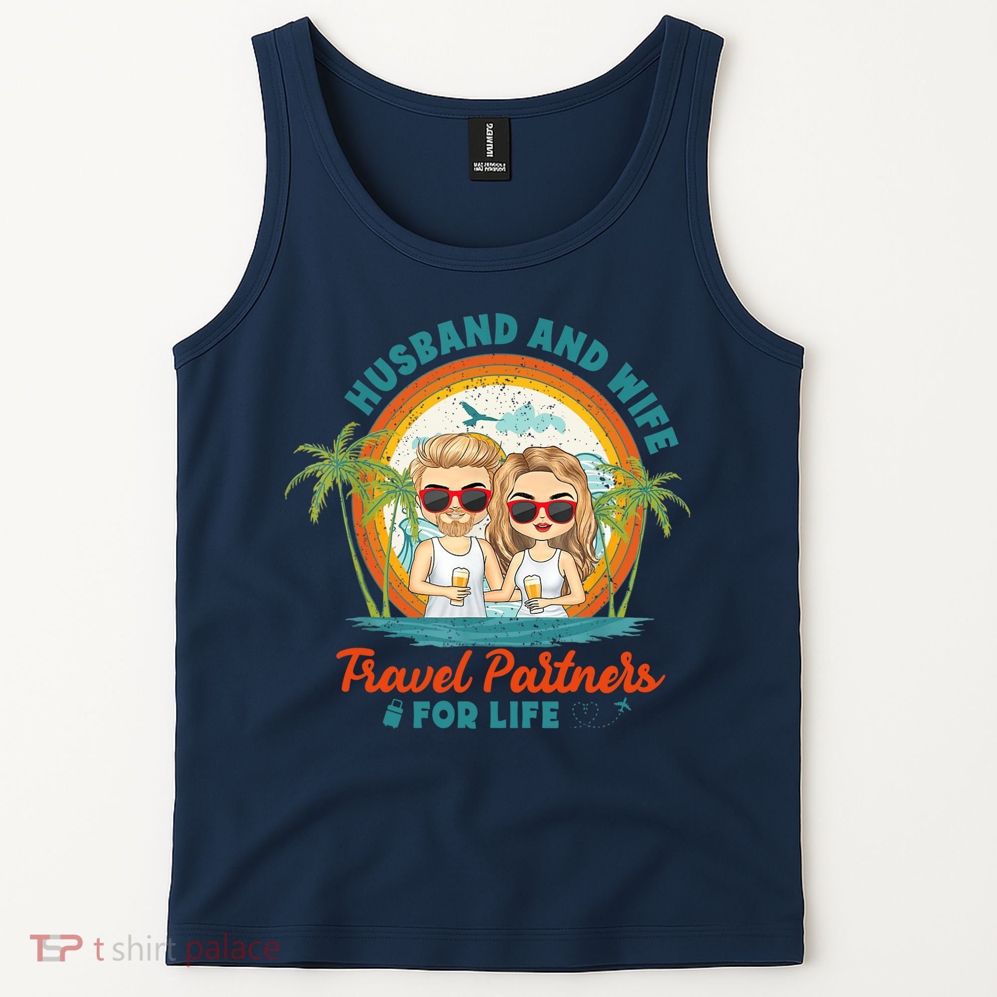 Husband And Wife Travel Partners For Life Retro SummerBeach Tank Top