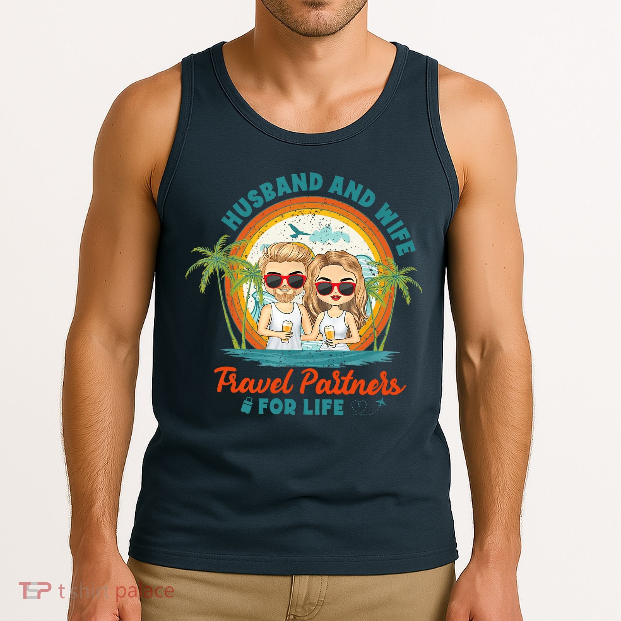 Husband And Wife Travel Partners For Life Retro SummerBeach Tank Top