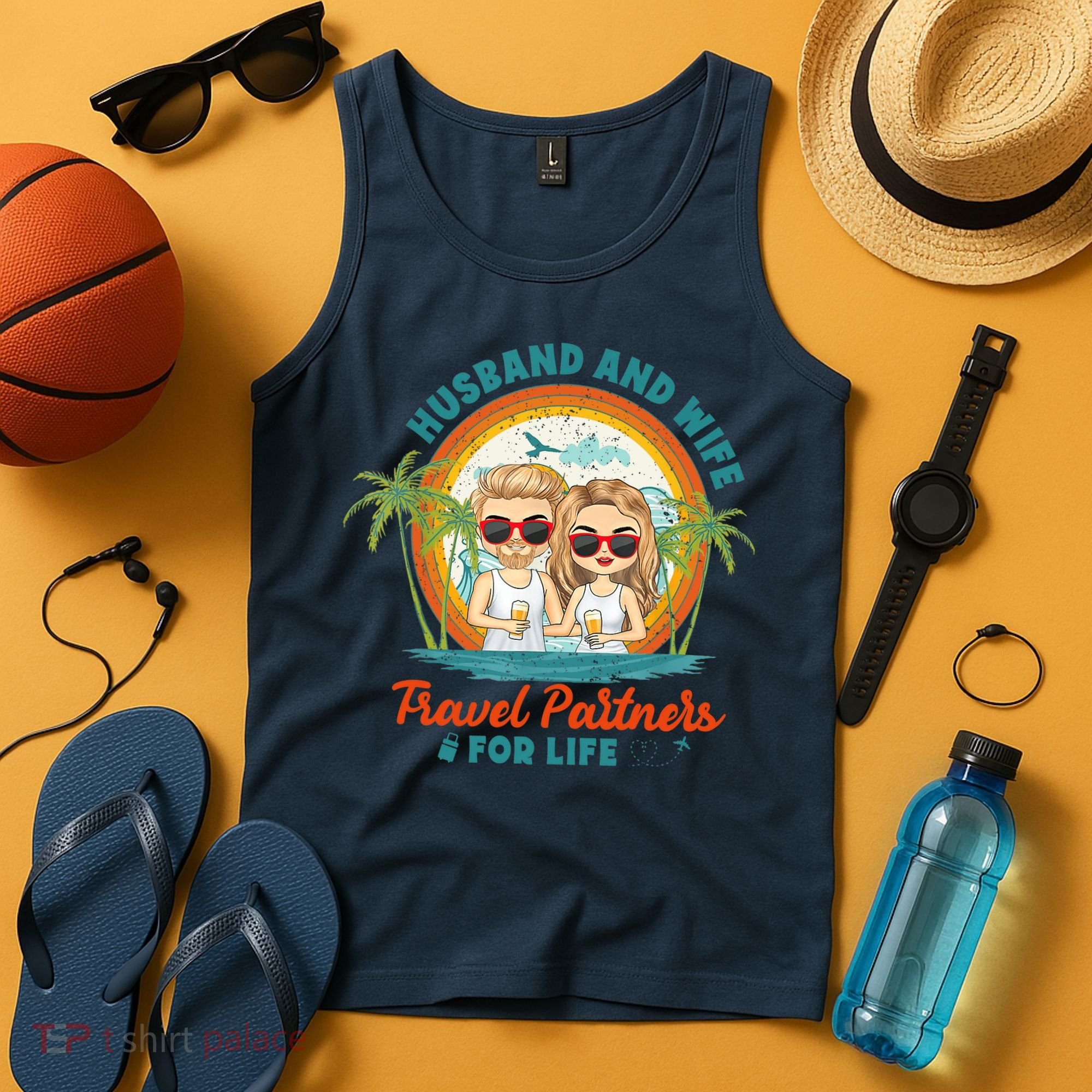 Husband And Wife Travel Partners For Life Retro SummerBeach Tank Top