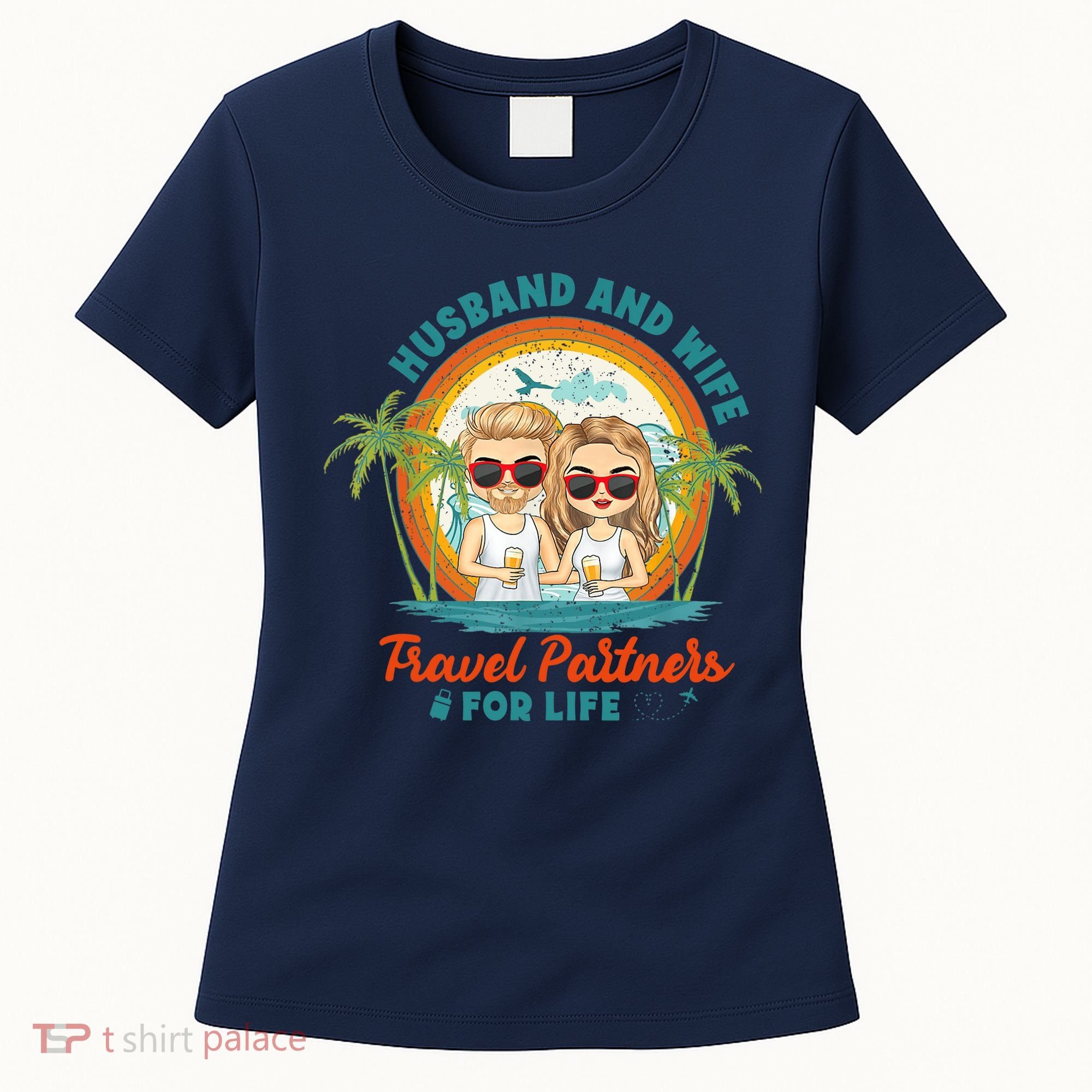 Husband And Wife Travel Partners For Life Retro SummerBeach Women's T-Shirt