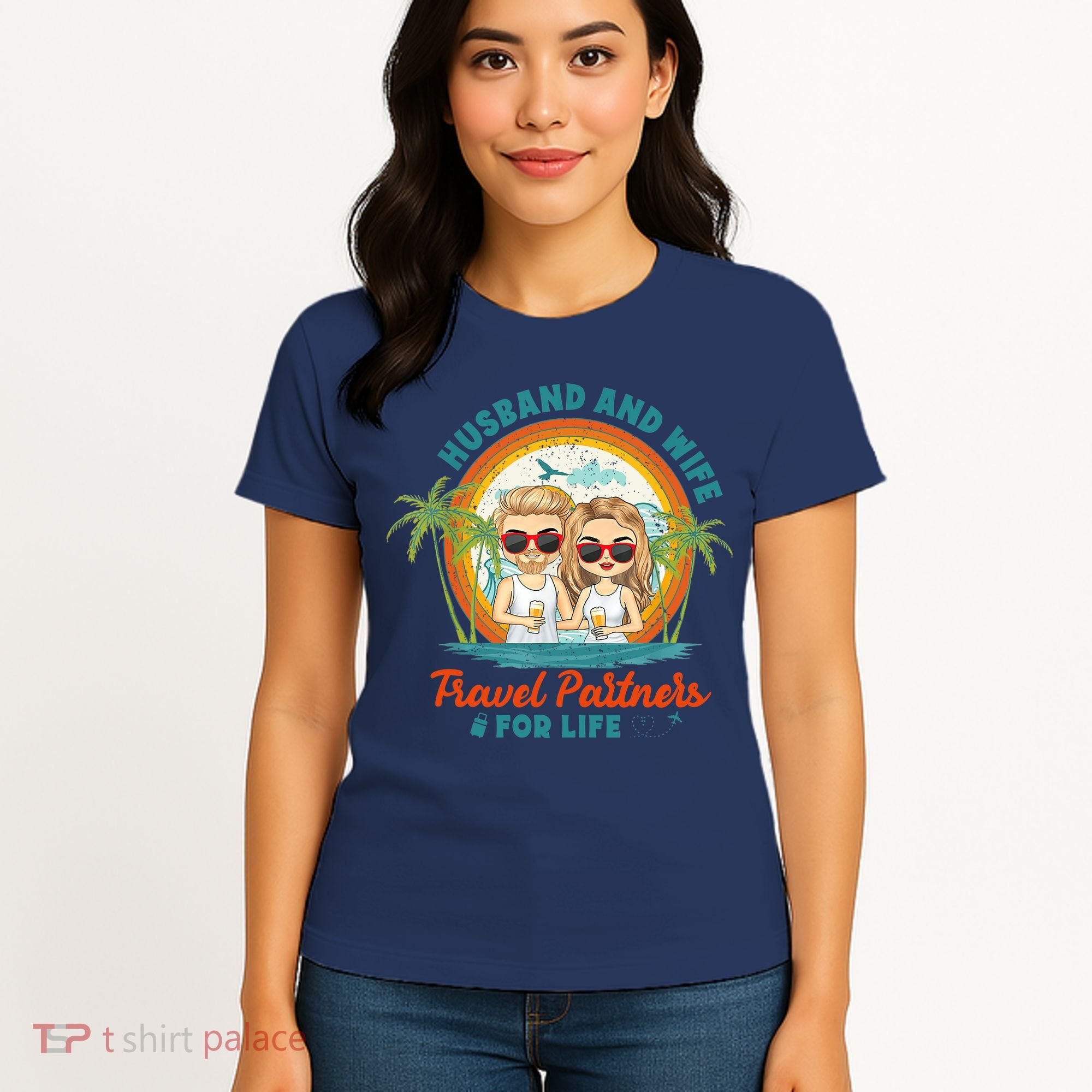 Husband And Wife Travel Partners For Life Retro SummerBeach Women's T-Shirt