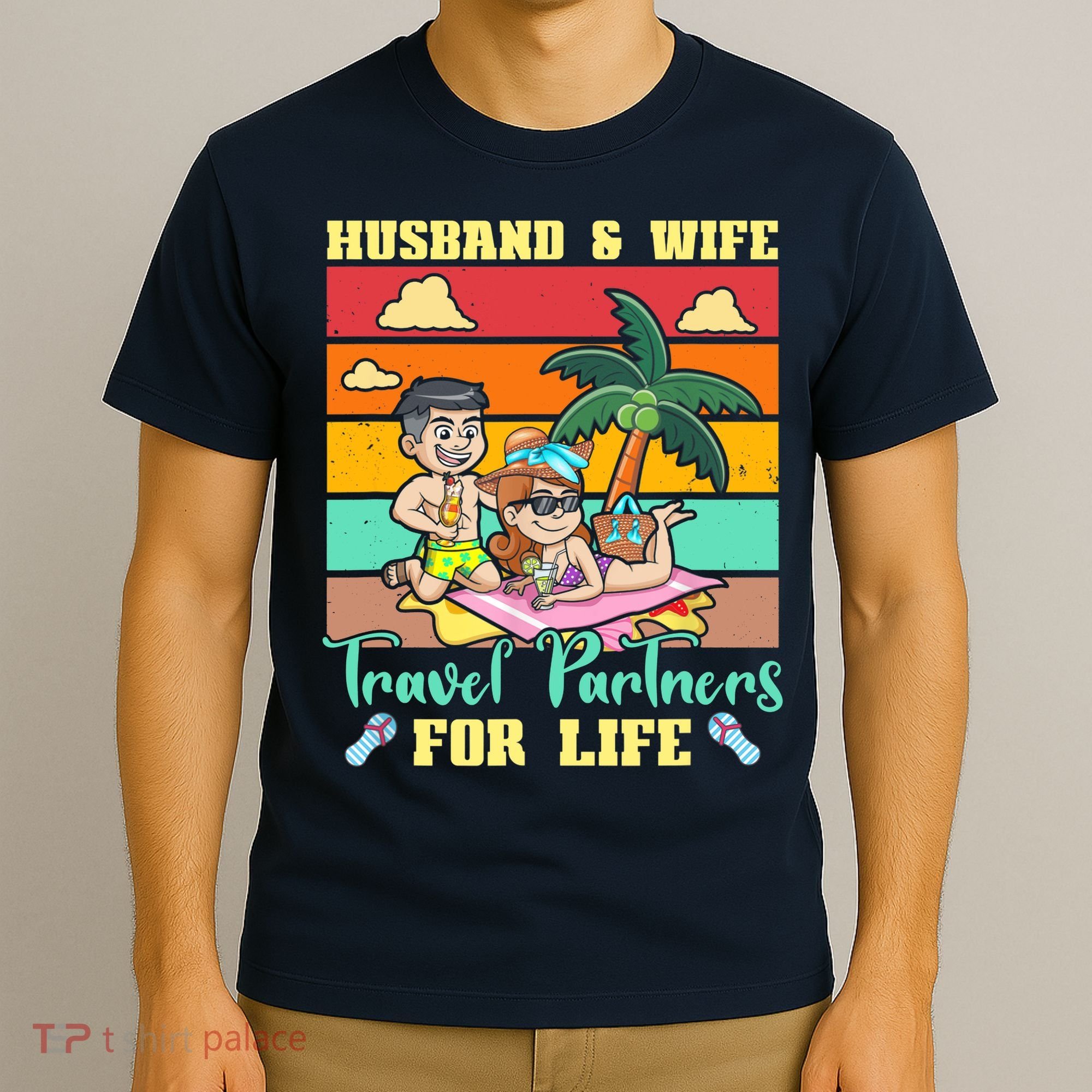 Husband And Wife Travel Partners For Life Beach Traveling T-Shirt