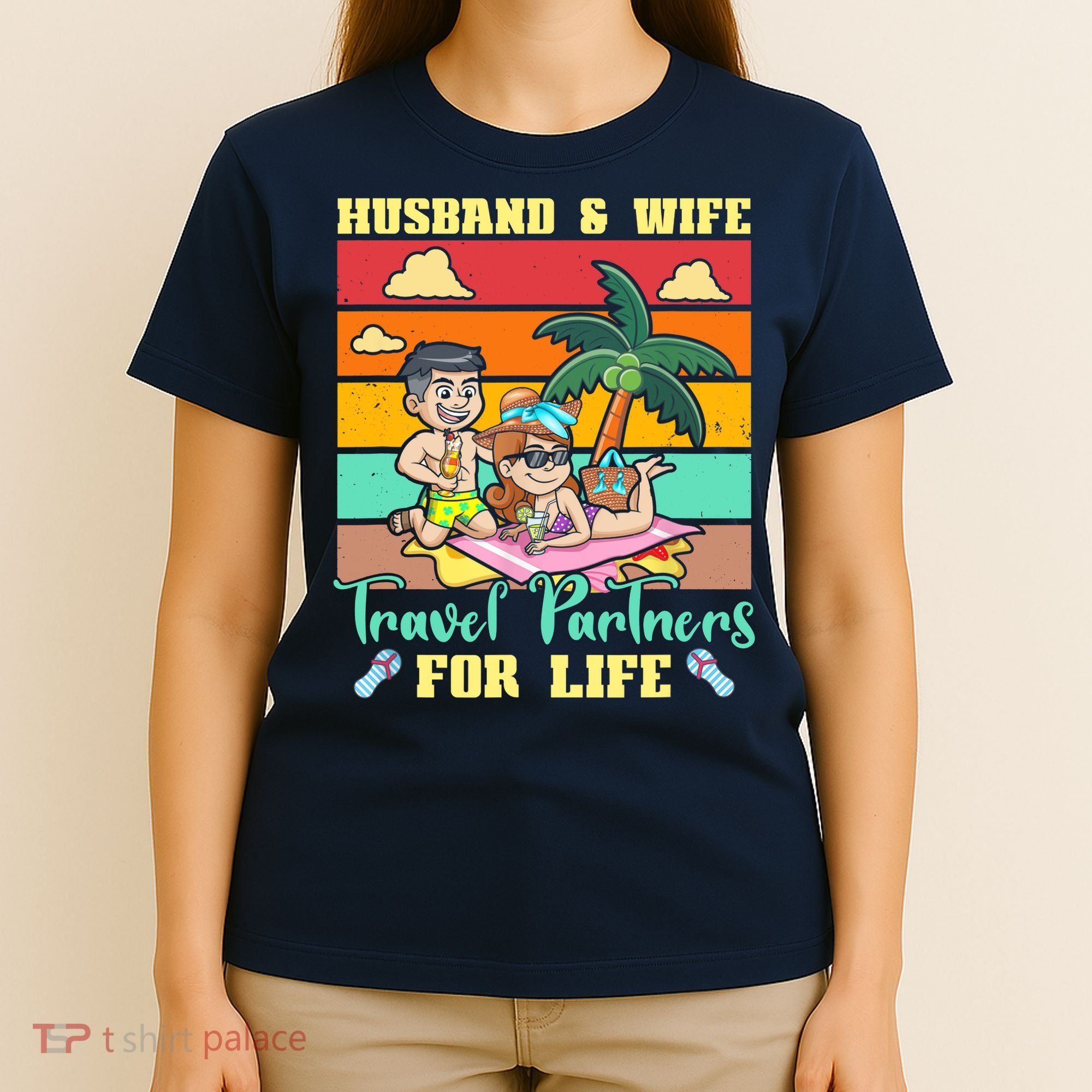 Husband And Wife Travel Partners For Life Beach Traveling T-Shirt