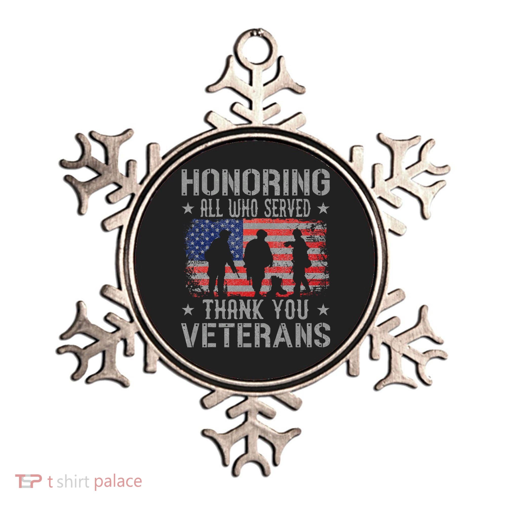 Honoring All Who Served Thank You Veterans Day American Flag Ornament