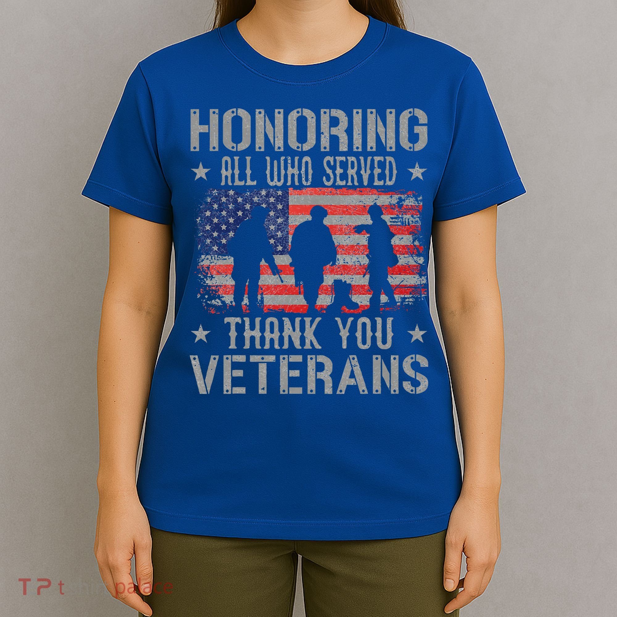 Honoring All Who Served Thank You Veterans Day American Flag T-Shirt