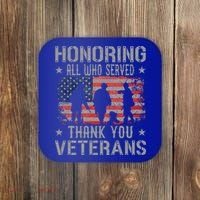 Honoring All Who Served Thank You Veterans Day American Flag Coaster thumb 0