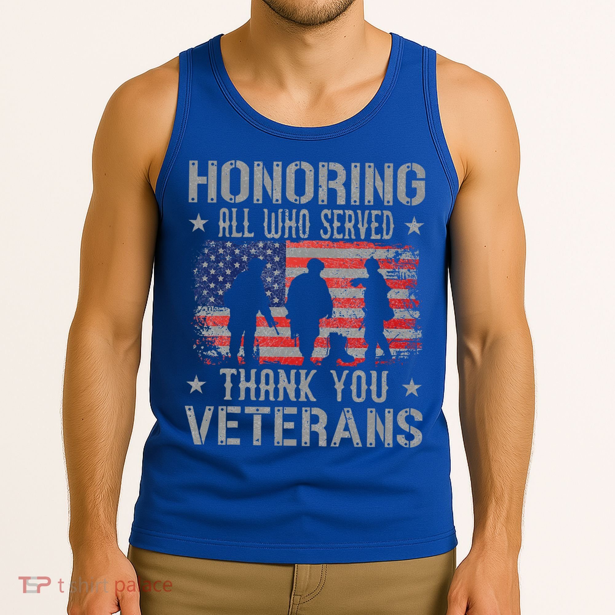 Honoring All Who Served Thank You Veterans Day American Flag Tank Top