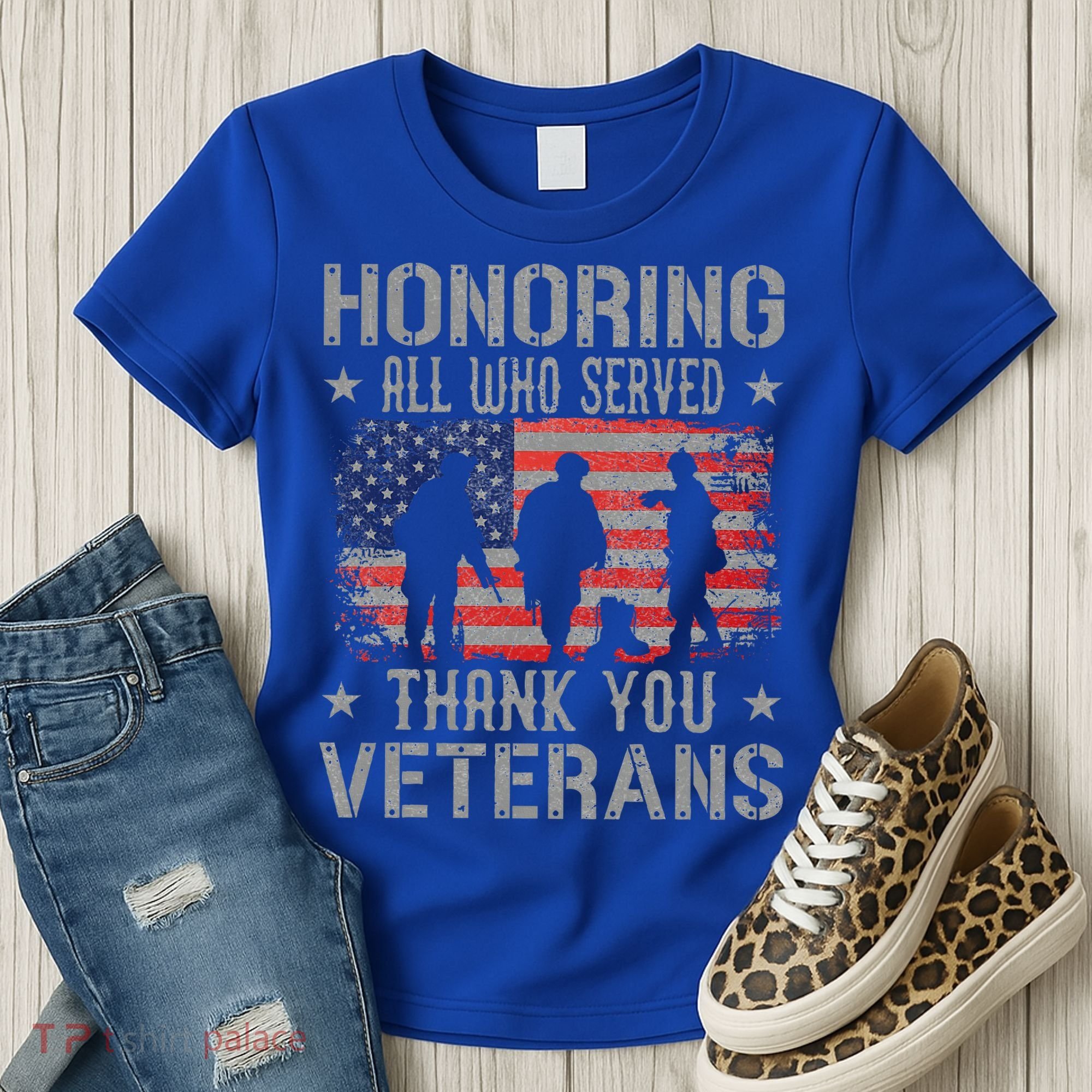 Honoring All Who Served Thank You Veterans Day American Flag Women's T-Shirt