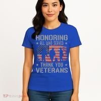 Honoring All Who Served Thank You Veterans Day American Flag Women's T-Shirt thumb 4