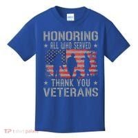Honoring All Who Served Thank You Veterans Day American Flag Kids T-Shirt thumb 0