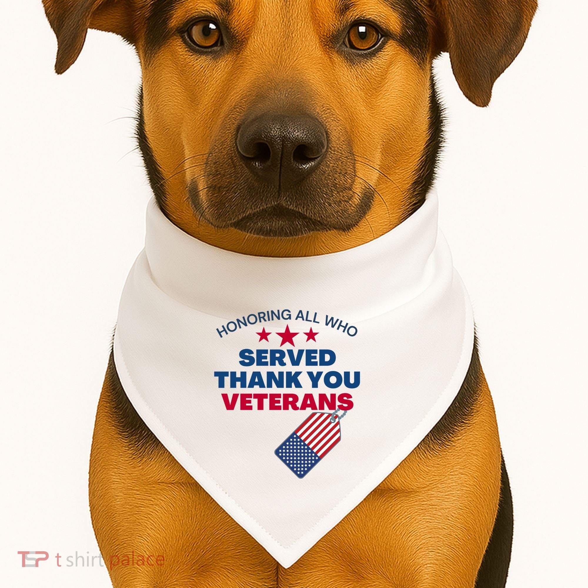 Honoring All Who Served Thank You Veterans USA-Made Doggie Bandana