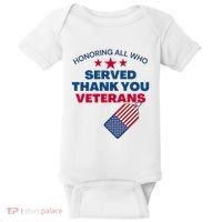 Honoring All Who Served Thank You Veterans Baby Bodysuit thumb 0