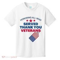 Honoring All Who Served Thank You Veterans Kids T-Shirt thumb 0