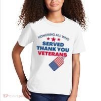 Honoring All Who Served Thank You Veterans Kids T-Shirt thumb 2
