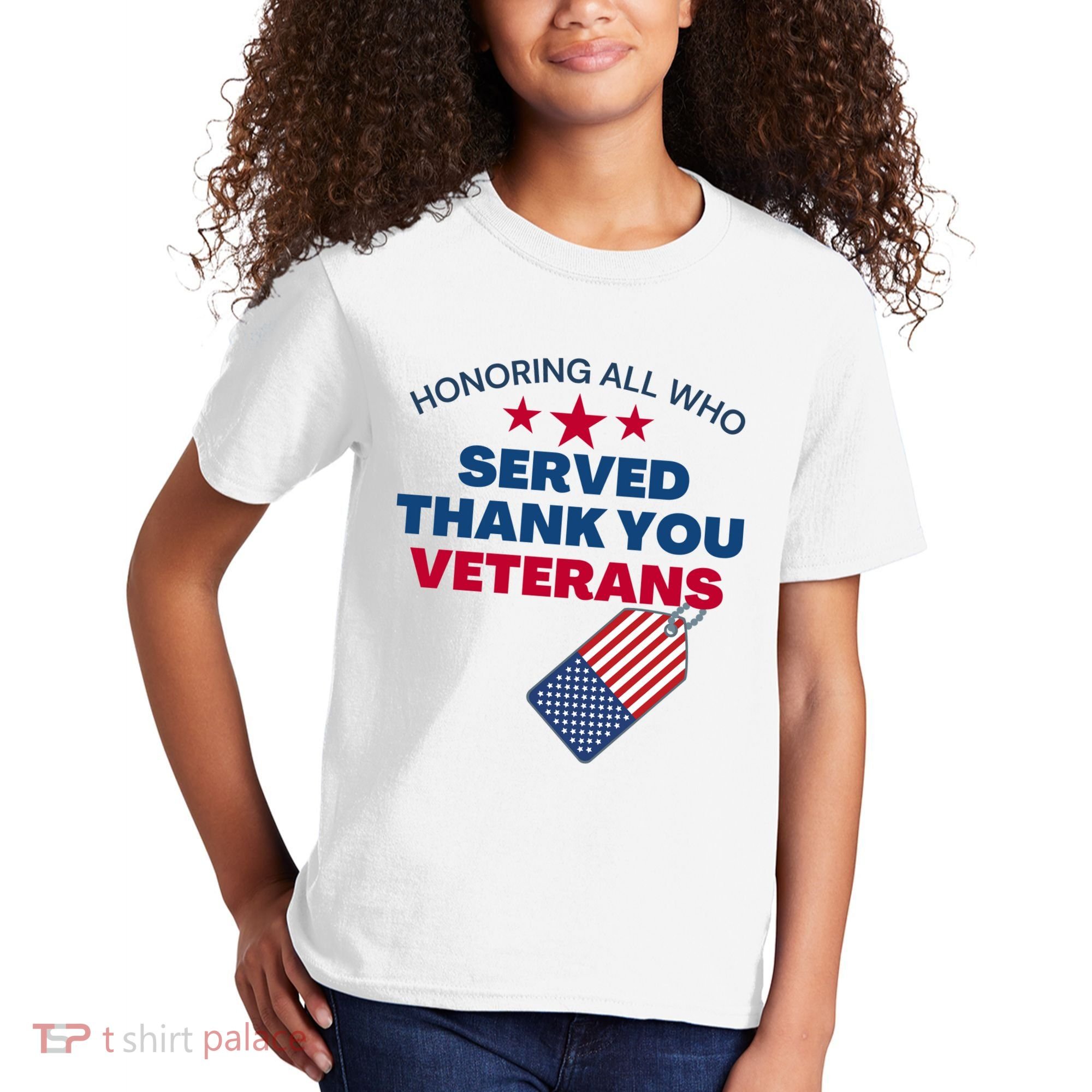 Honoring All Who Served Thank You Veterans Kids T-Shirt
