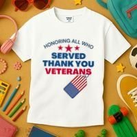 Honoring All Who Served Thank You Veterans Kids T-Shirt thumb 3