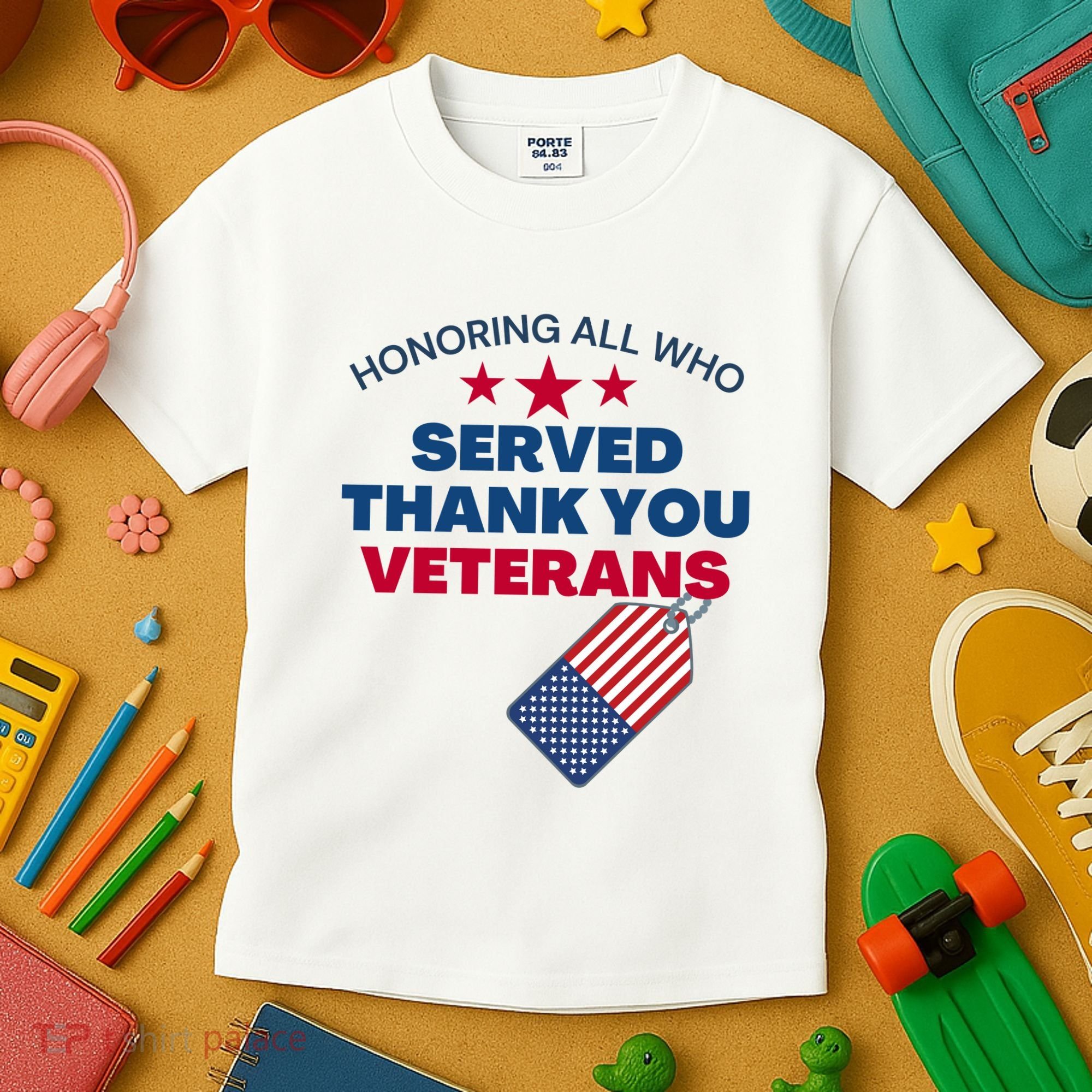 Honoring All Who Served Thank You Veterans Kids T-Shirt