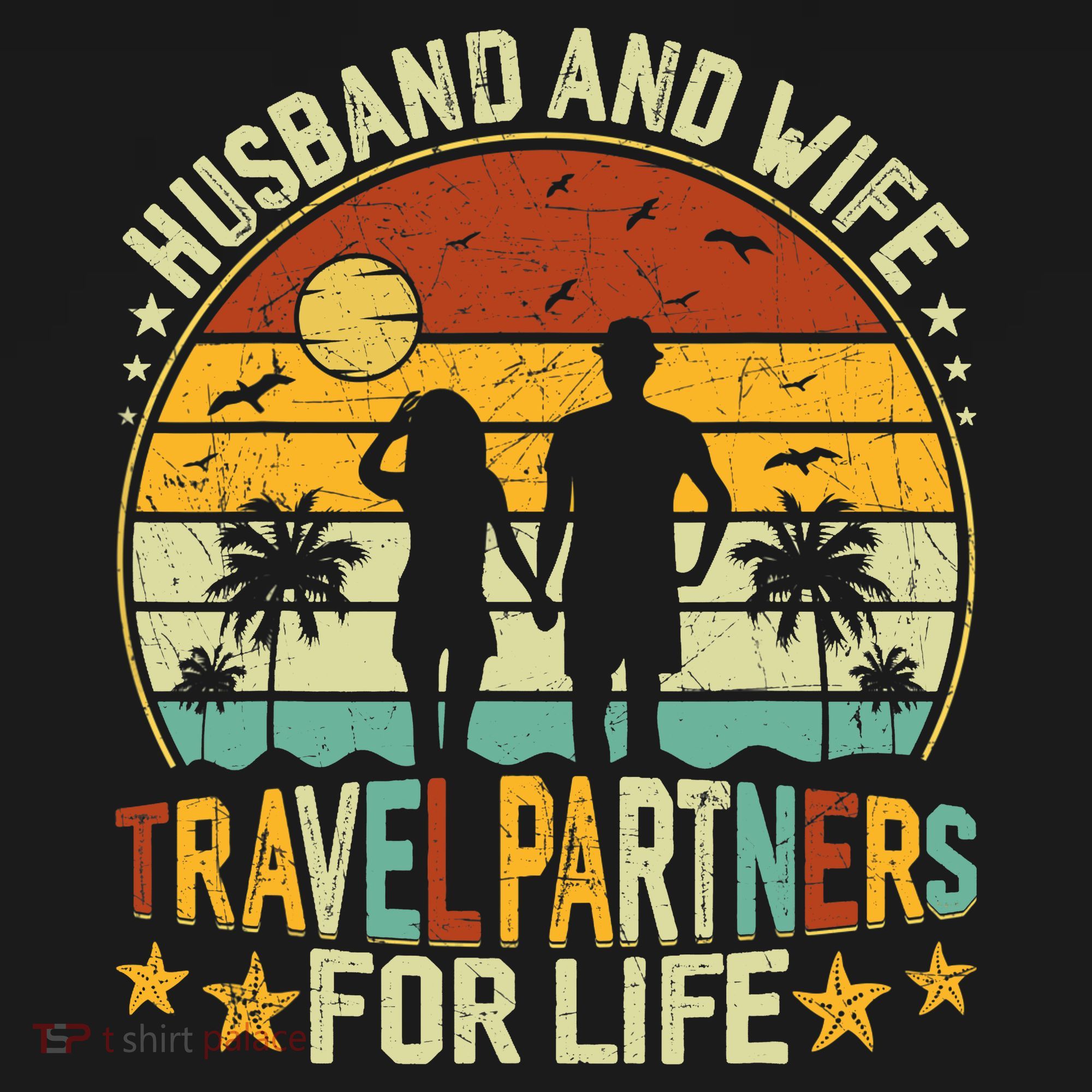 Husband And Wife Travel Partners For Life Beach Traveling T-Shirt