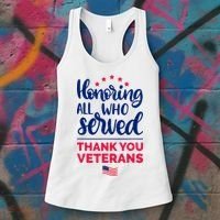 Honoring All Who Served Thank You Veterans Day Women's Tank Top thumb 3