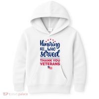 Honoring All Who Served Thank You Veterans Day Kids Hoodie thumb 0