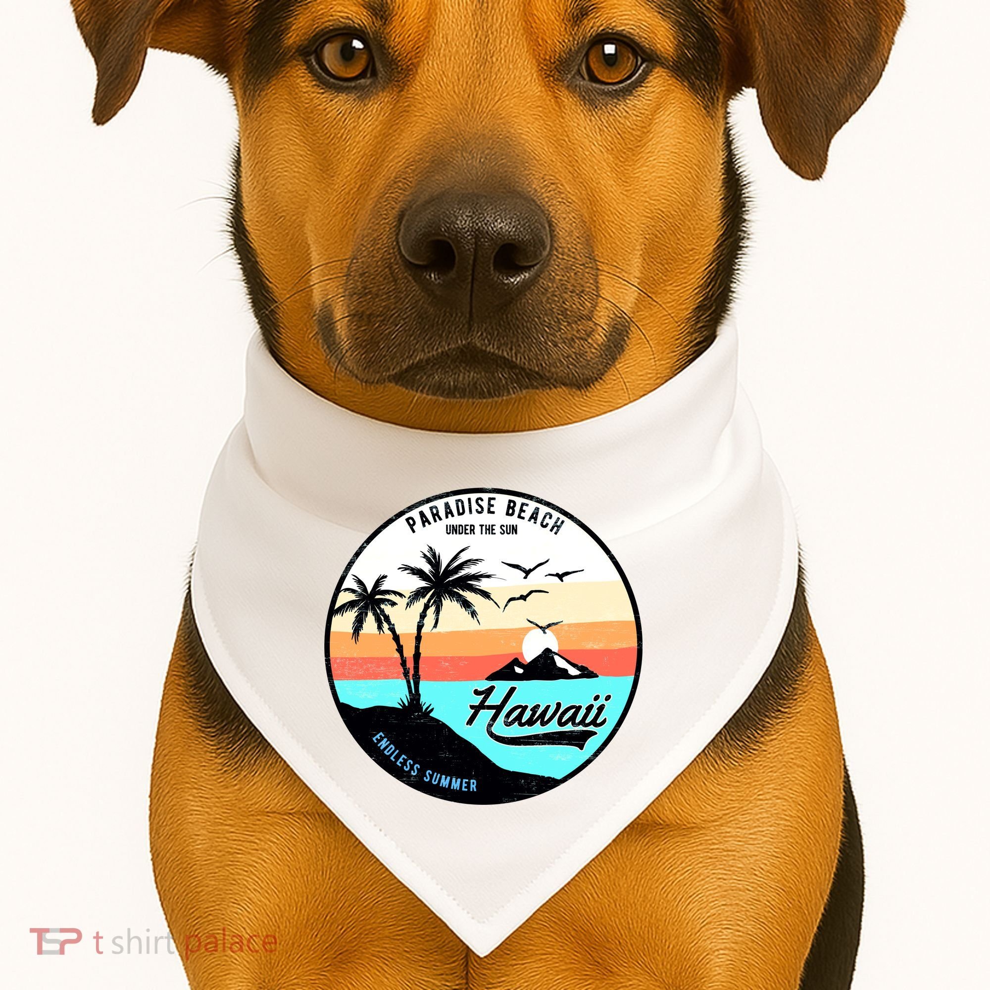 Hawaii Paradise Beach USA-Made Doggie Bandana