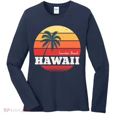 Hawaii Retro Circle Women's Long Sleeve Shirt