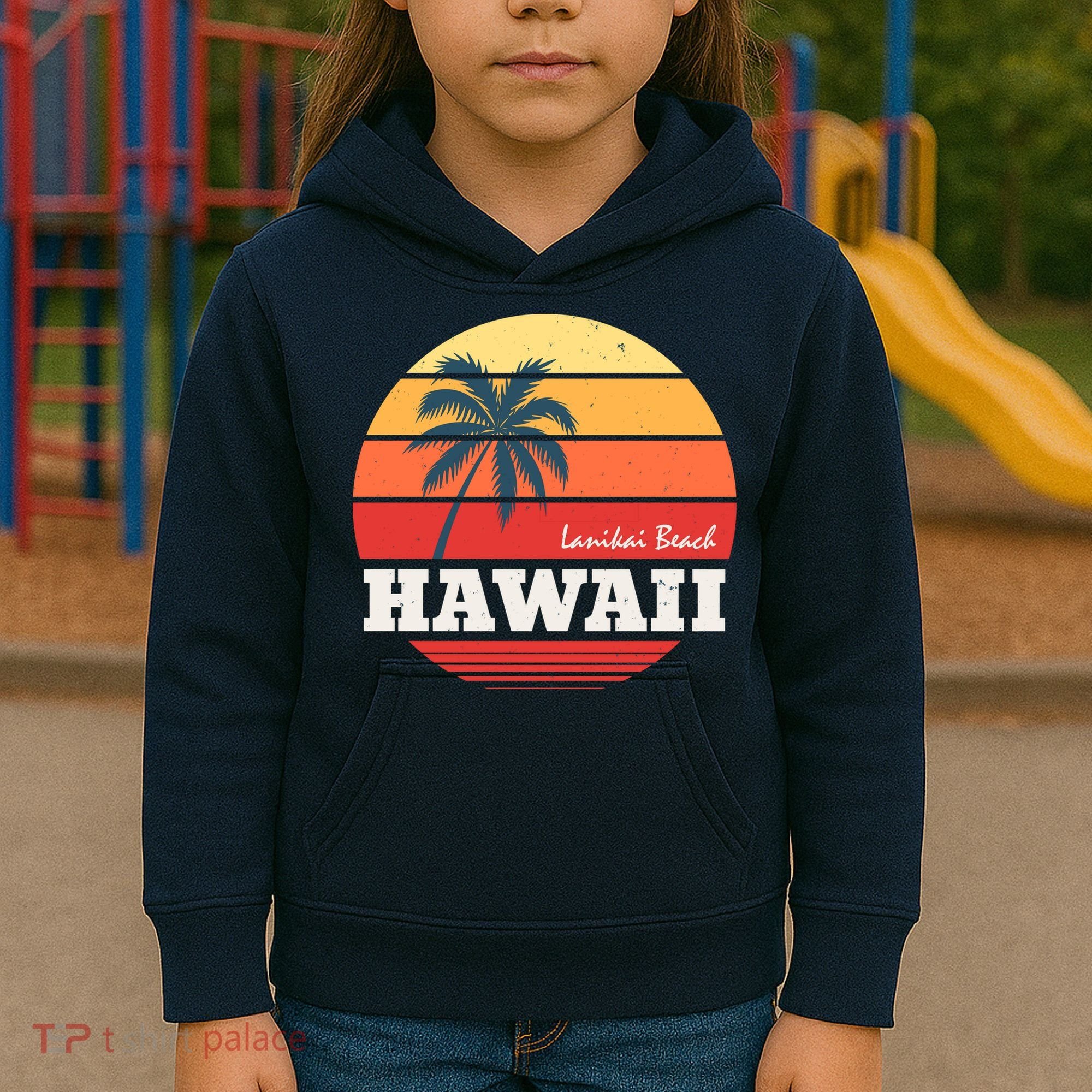 Hawaii Retro Circle Kids Hoodie