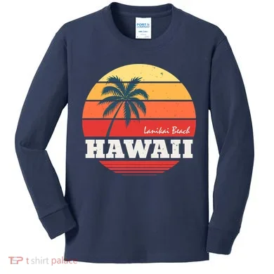 Hawaii Retro Circle Kids Long Sleeve Shirt