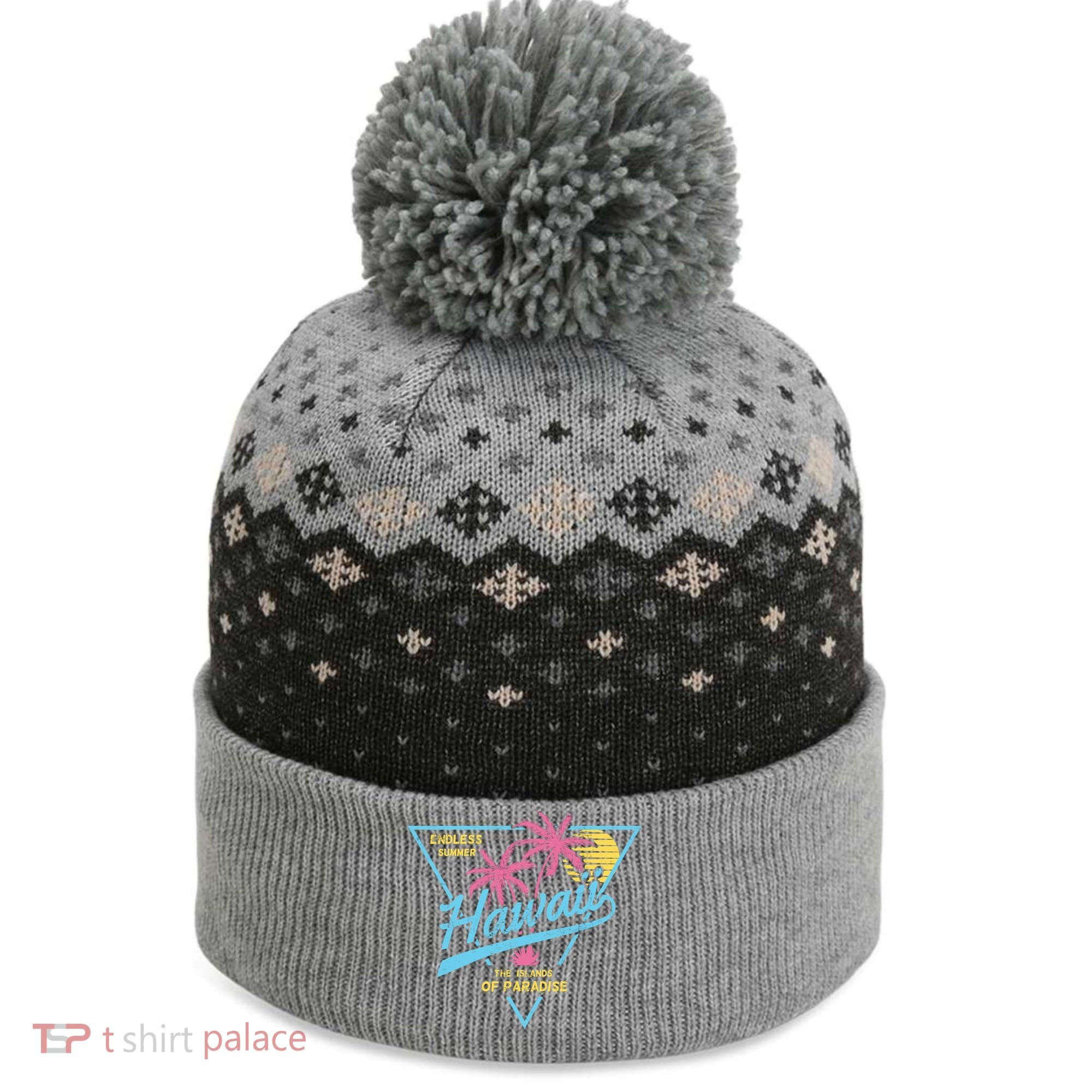 Hawaii Retro Classic  The Baniff Cuffed Pom Beanie