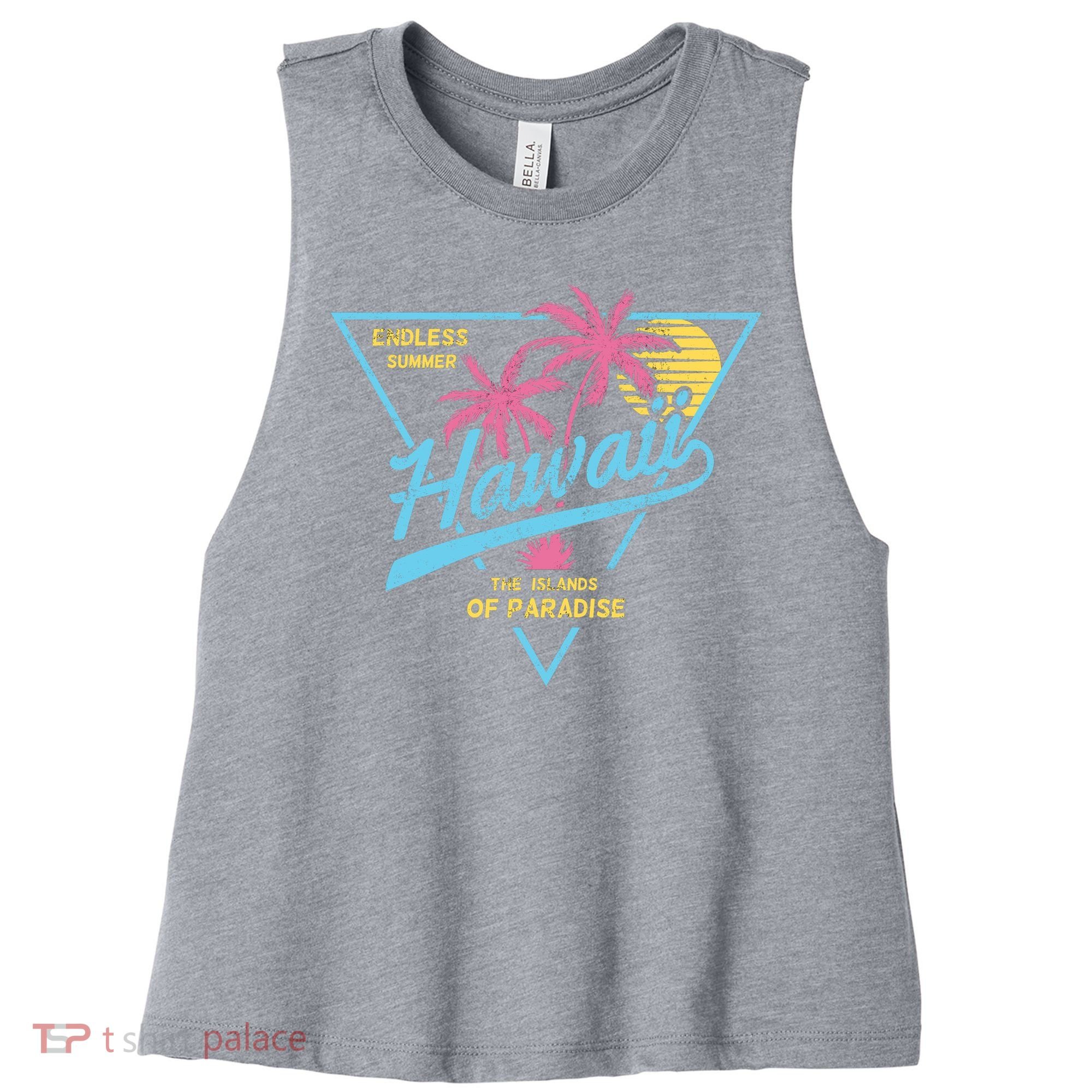 Hawaii Retro Classic  Women's Racerback Cropped Tank
