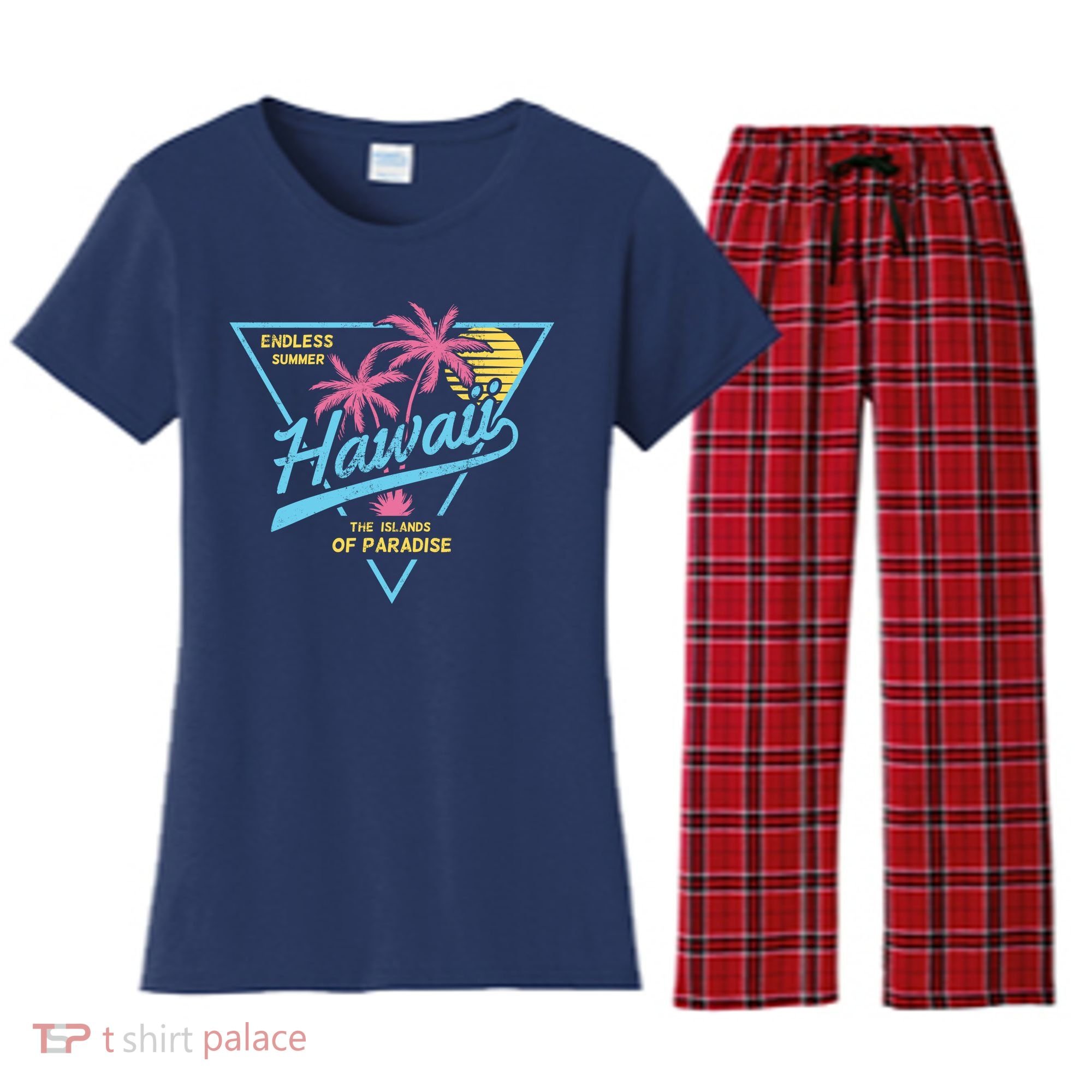 Hawaii Retro Classic  Women's Flannel Pajama Set