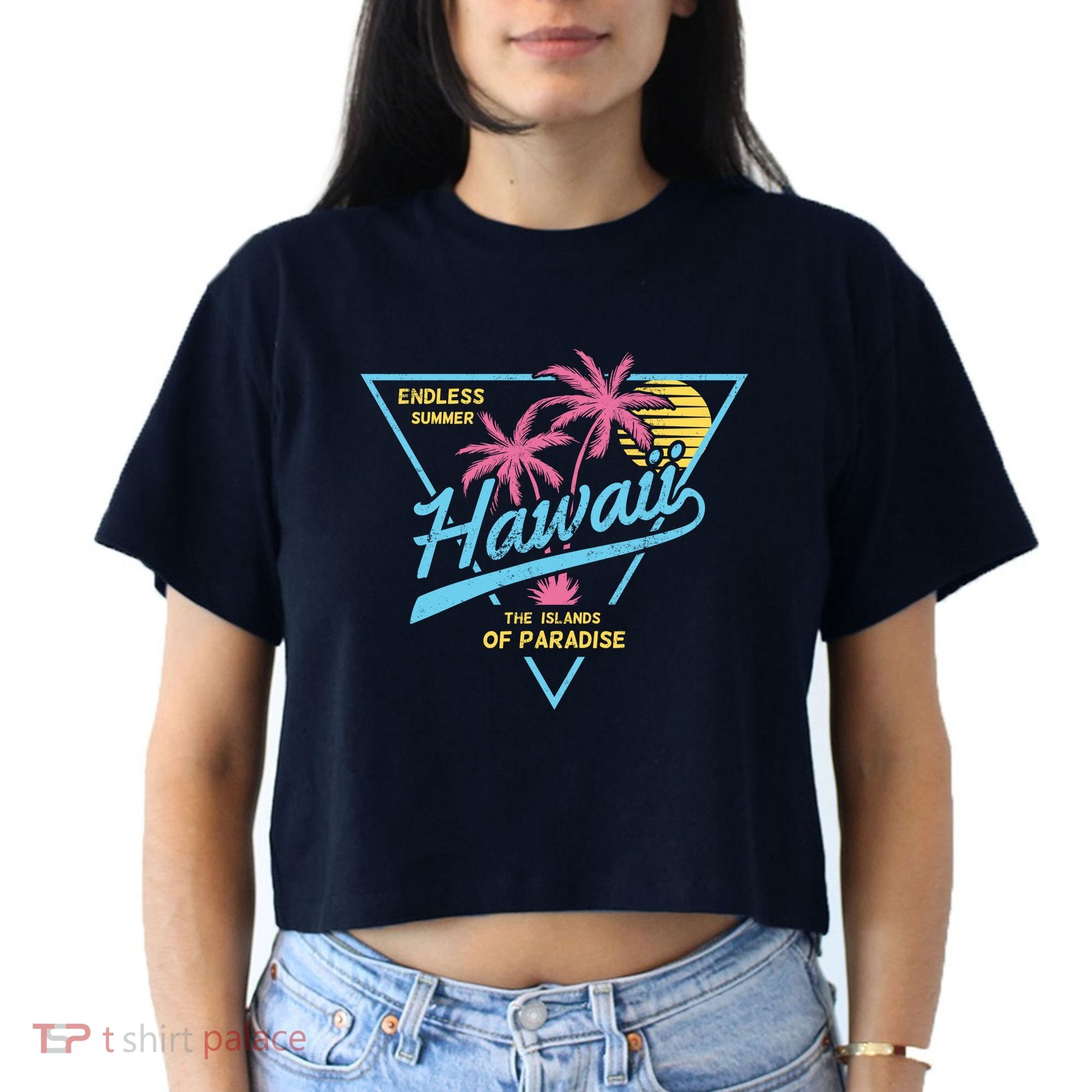 Hawaii Retro Classic  Women's Crop Top Tee