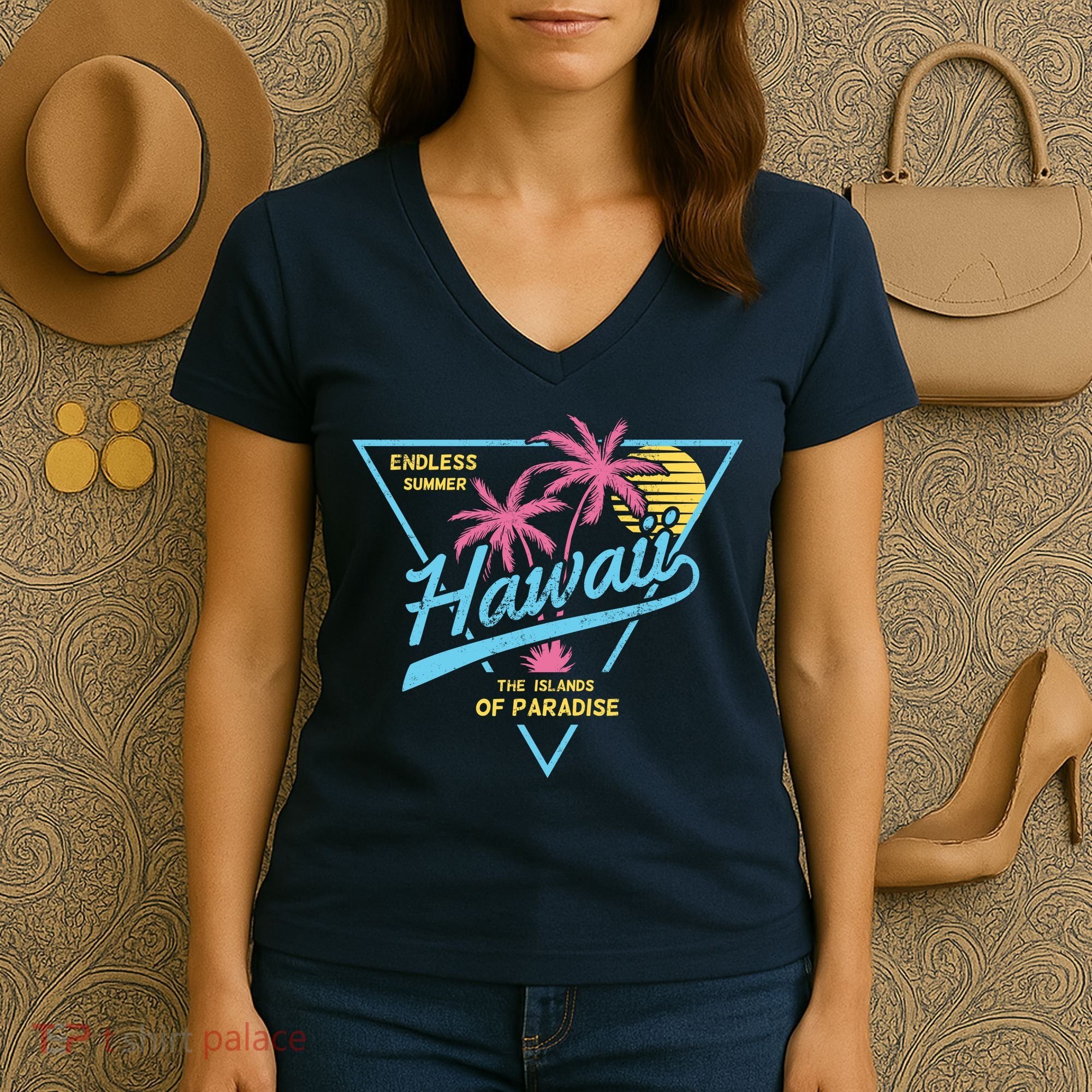 Hawaii Retro Classic  Women's V-Neck T-Shirt