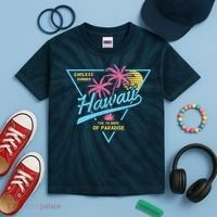 Hawaii Retro Classic  Kids Tie-Dye T-Shirt thumb 2