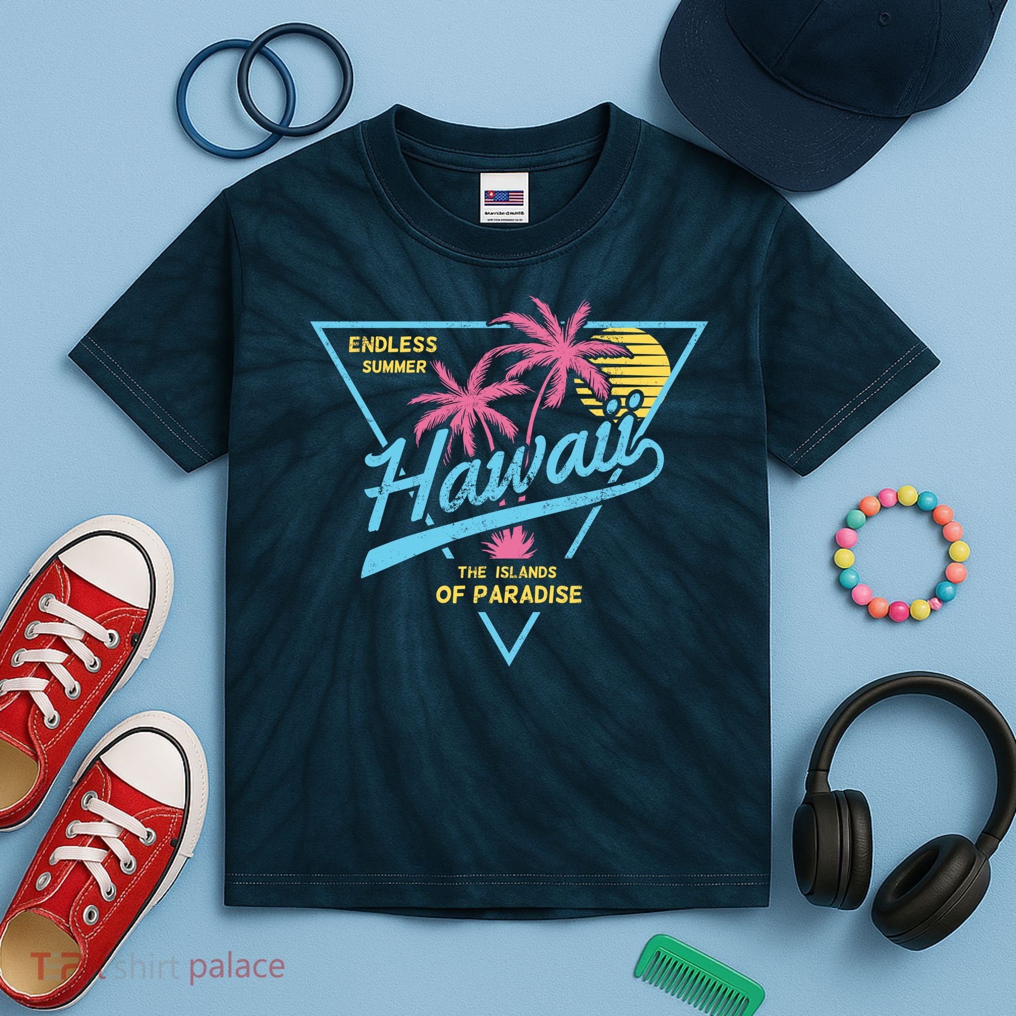 Hawaii Retro Classic  Kids Tie-Dye T-Shirt