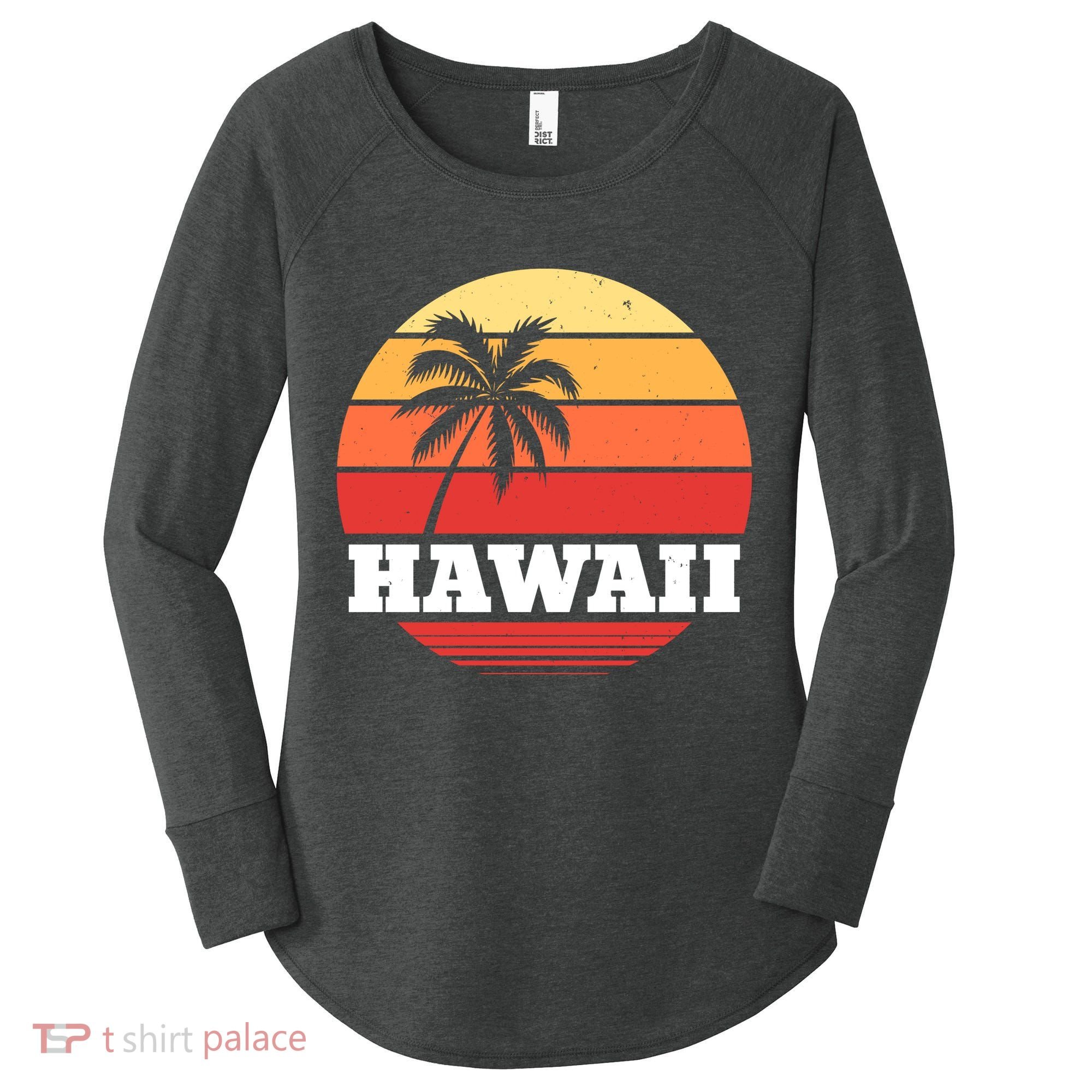 Hawaii Retro Sun Women's Perfect Tri Tunic Long Sleeve Shirt