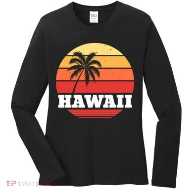 Hawaii Retro Sun Women's Long Sleeve Shirt