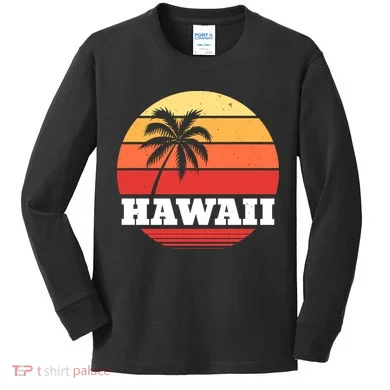 Hawaii Retro Sun Kids Long Sleeve Shirt