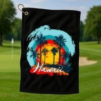 Hawaii Tropical Sunset Golf Towel thumb 1