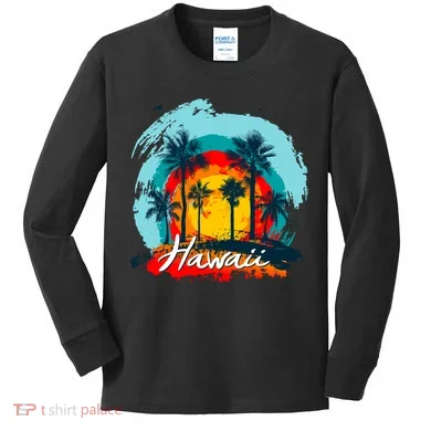 Hawaii Tropical Sunset Kids Long Sleeve Shirt