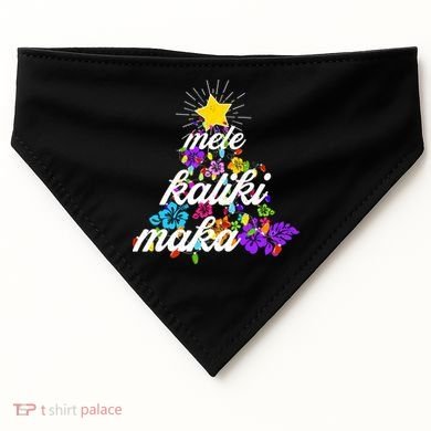 Hawaiian Mele Kaliki Maka Christmas Tree USA-Made Doggie Bandana