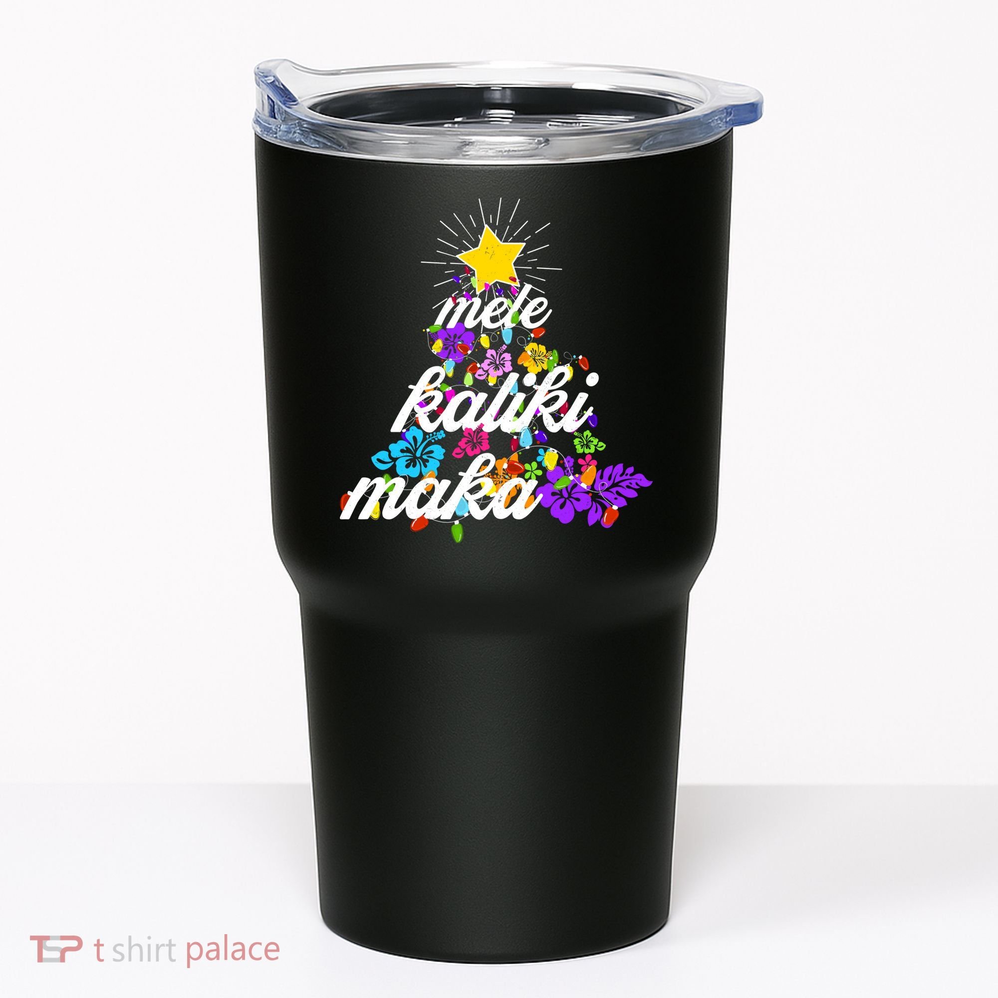 Hawaiian Mele Kaliki Maka Christmas Tree Tumbler