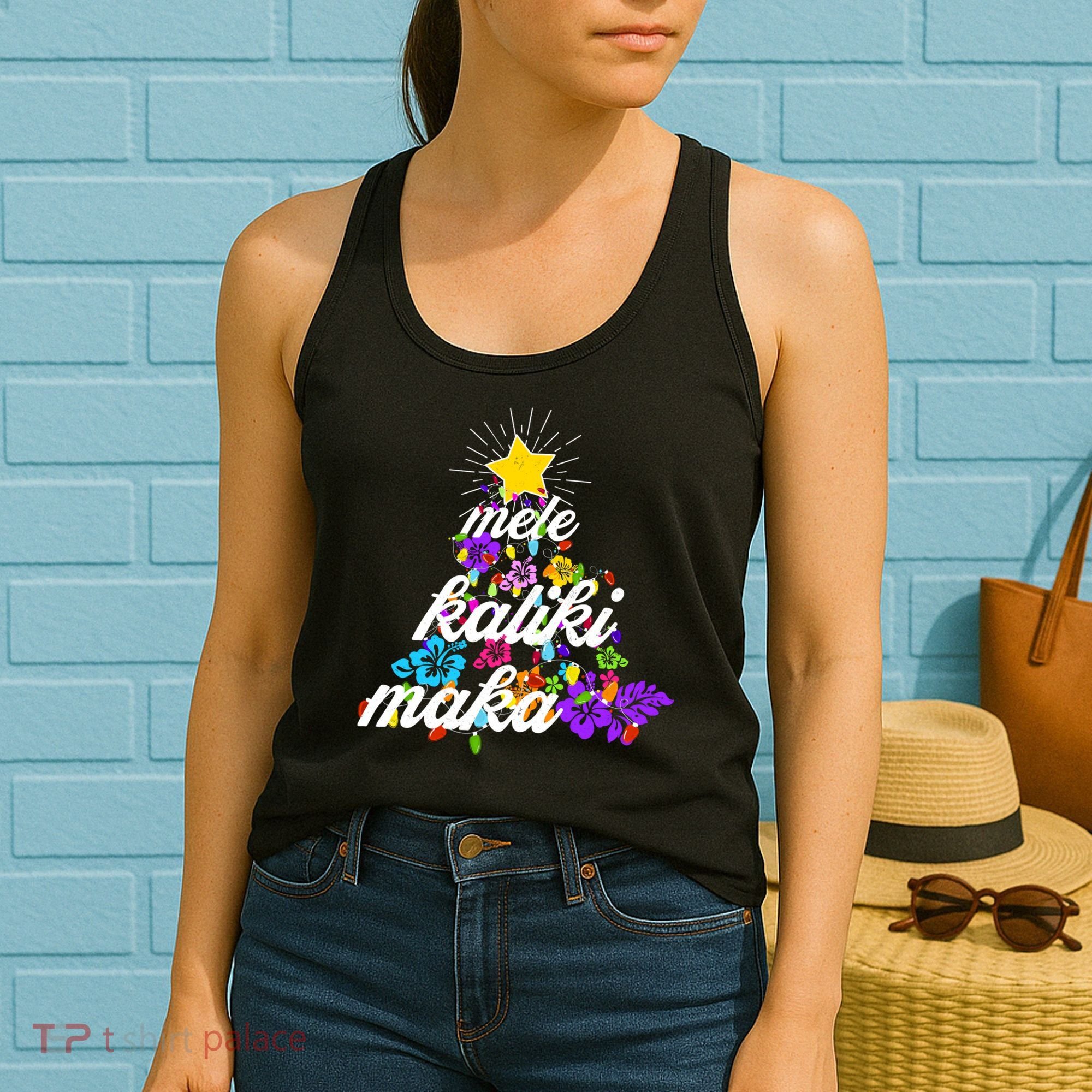 Hawaiian Mele Kaliki Maka Christmas Tree Women's Tank Top