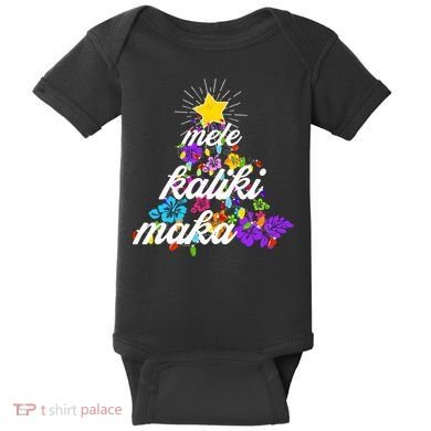 Hawaiian Mele Kaliki Maka Christmas Tree Baby Bodysuit